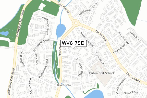 WV6 7SD map - large scale - OS Open Zoomstack (Ordnance Survey)