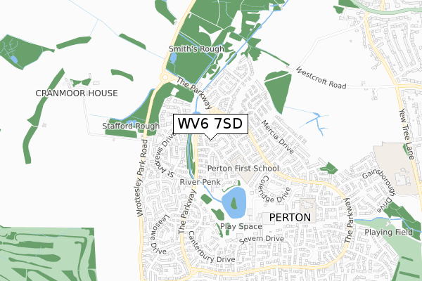 WV6 7SD map - small scale - OS Open Zoomstack (Ordnance Survey)