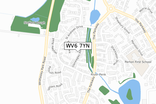 WV6 7YN map - large scale - OS Open Zoomstack (Ordnance Survey)