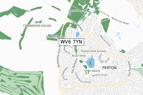 WV6 7YN map - small scale - OS Open Zoomstack (Ordnance Survey)