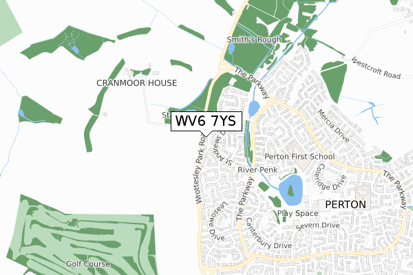 WV6 7YS map - small scale - OS Open Zoomstack (Ordnance Survey)