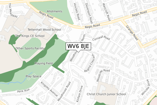 WV6 8JE map - large scale - OS Open Zoomstack (Ordnance Survey)