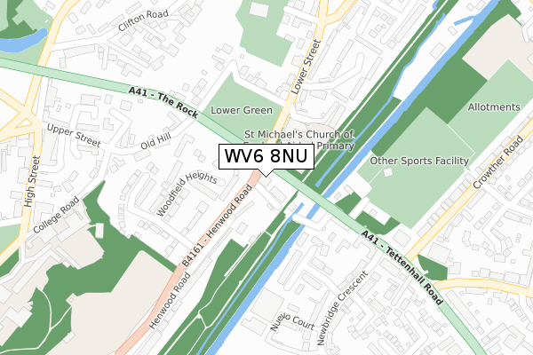 WV6 8NU map - large scale - OS Open Zoomstack (Ordnance Survey)