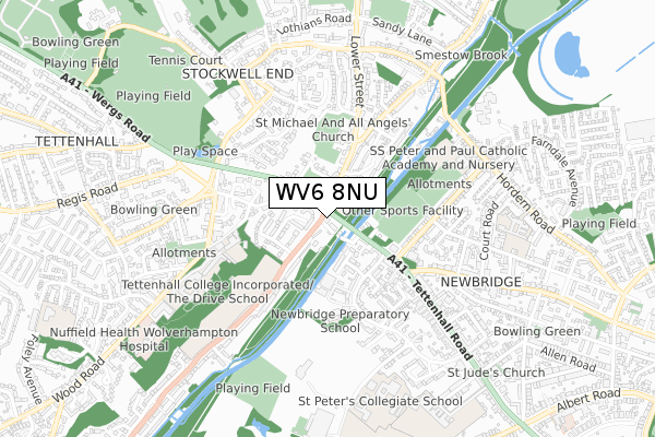 WV6 8NU map - small scale - OS Open Zoomstack (Ordnance Survey)