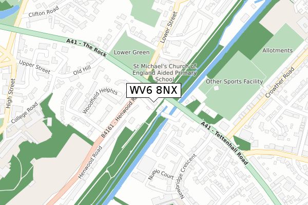 WV6 8NX map - large scale - OS Open Zoomstack (Ordnance Survey)