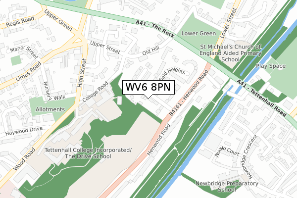 WV6 8PN map - large scale - OS Open Zoomstack (Ordnance Survey)