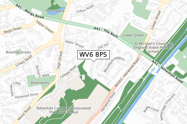 WV6 8PS map - large scale - OS Open Zoomstack (Ordnance Survey)