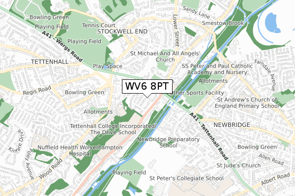 WV6 8PT map - small scale - OS Open Zoomstack (Ordnance Survey)