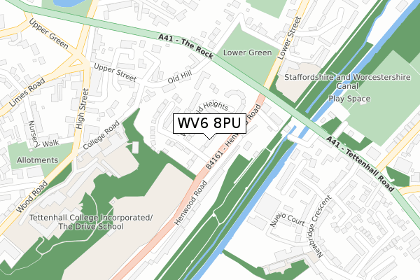 WV6 8PU map - large scale - OS Open Zoomstack (Ordnance Survey)