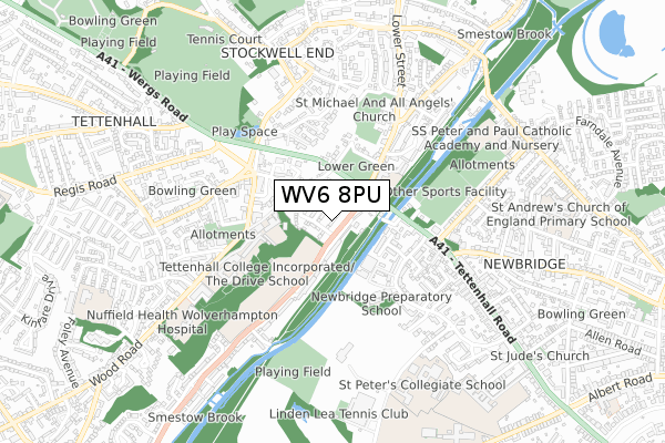 WV6 8PU map - small scale - OS Open Zoomstack (Ordnance Survey)