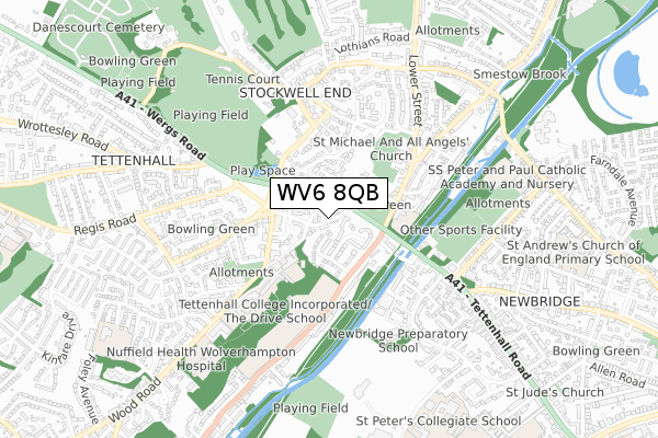 WV6 8QB map - small scale - OS Open Zoomstack (Ordnance Survey)