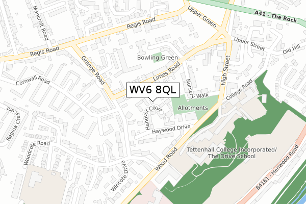 WV6 8QL map - large scale - OS Open Zoomstack (Ordnance Survey)