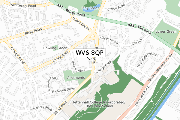 WV6 8QP map - large scale - OS Open Zoomstack (Ordnance Survey)