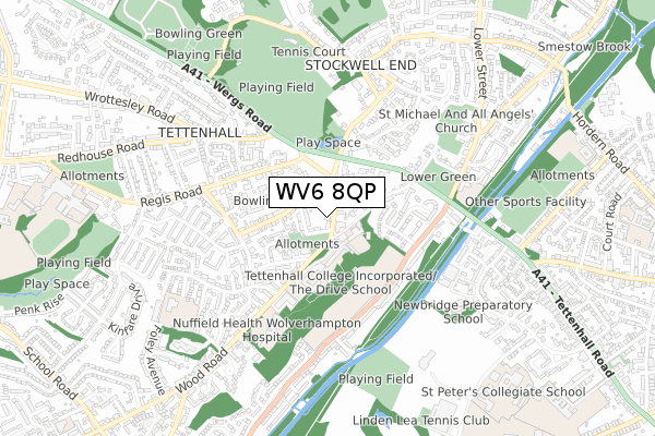 WV6 8QP map - small scale - OS Open Zoomstack (Ordnance Survey)