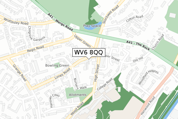 WV6 8QQ map - large scale - OS Open Zoomstack (Ordnance Survey)