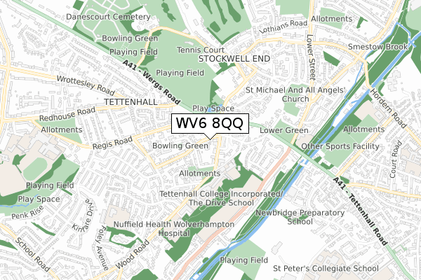 WV6 8QQ map - small scale - OS Open Zoomstack (Ordnance Survey)