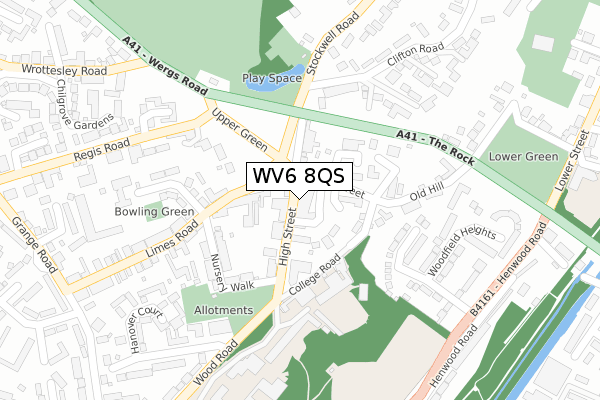 WV6 8QS map - large scale - OS Open Zoomstack (Ordnance Survey)