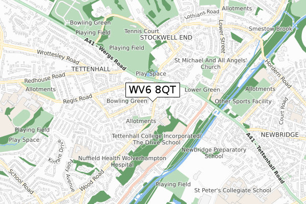 WV6 8QT map - small scale - OS Open Zoomstack (Ordnance Survey)