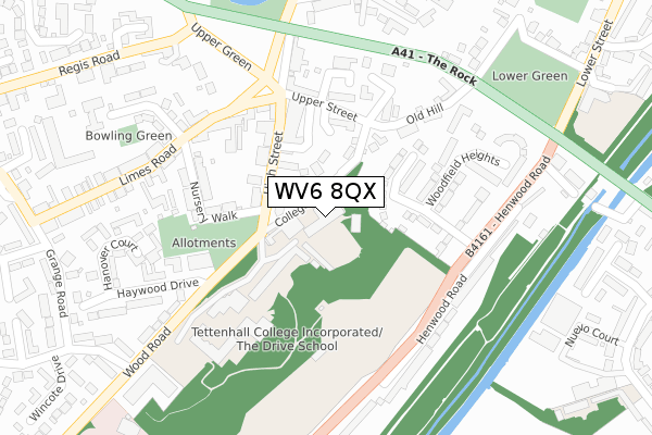 WV6 8QX map - large scale - OS Open Zoomstack (Ordnance Survey)