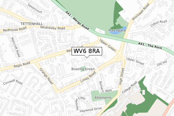 WV6 8RA map - large scale - OS Open Zoomstack (Ordnance Survey)