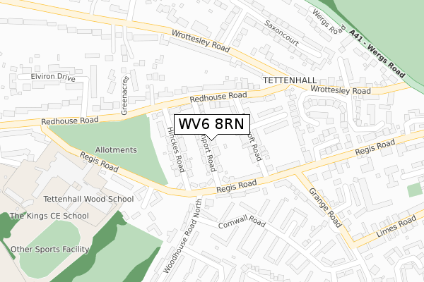 WV6 8RN map - large scale - OS Open Zoomstack (Ordnance Survey)