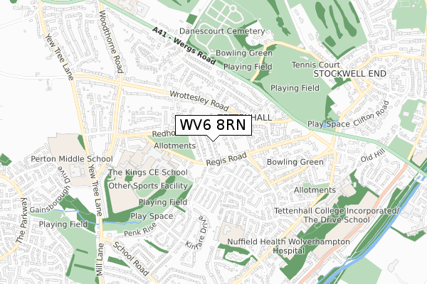 WV6 8RN map - small scale - OS Open Zoomstack (Ordnance Survey)