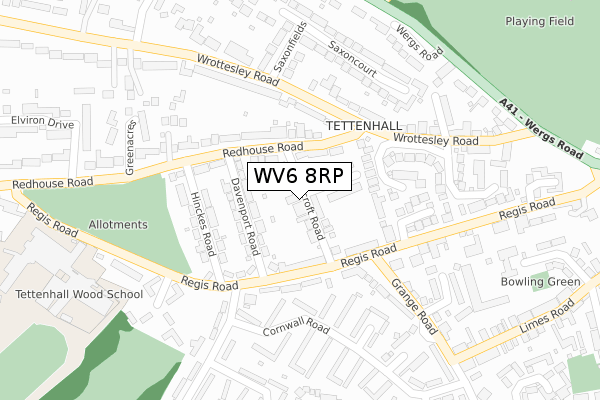 WV6 8RP map - large scale - OS Open Zoomstack (Ordnance Survey)