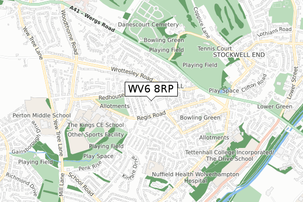 WV6 8RP map - small scale - OS Open Zoomstack (Ordnance Survey)