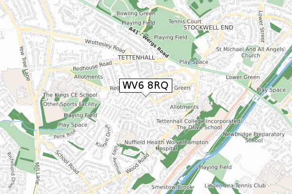 WV6 8RQ map - small scale - OS Open Zoomstack (Ordnance Survey)