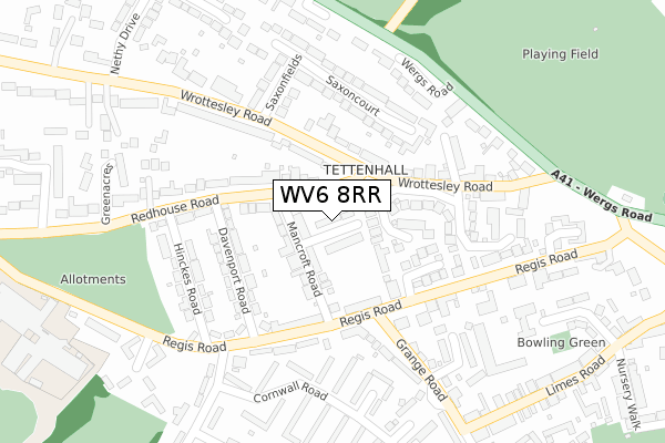 WV6 8RR map - large scale - OS Open Zoomstack (Ordnance Survey)