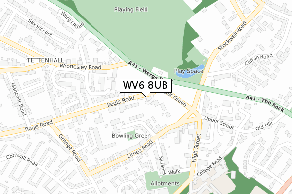 WV6 8UB map - large scale - OS Open Zoomstack (Ordnance Survey)