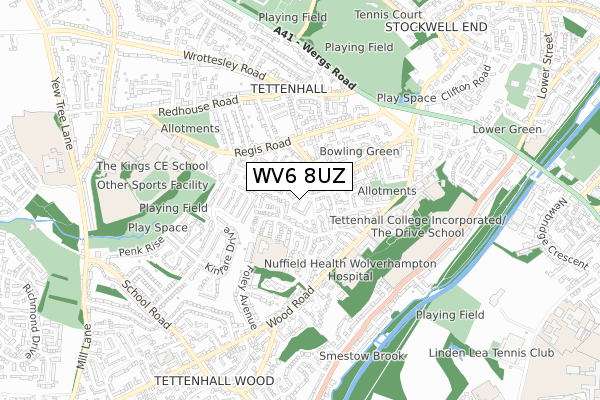 WV6 8UZ map - small scale - OS Open Zoomstack (Ordnance Survey)