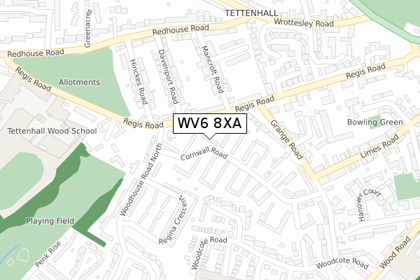 WV6 8XA map - large scale - OS Open Zoomstack (Ordnance Survey)