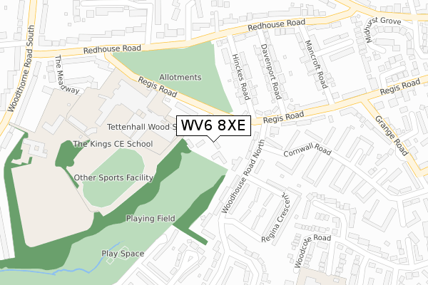 WV6 8XE map - large scale - OS Open Zoomstack (Ordnance Survey)