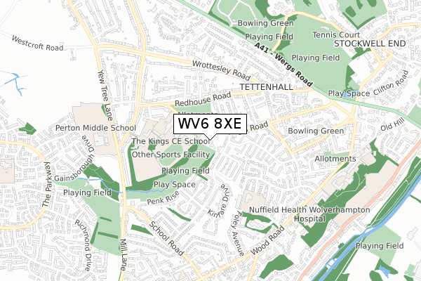 WV6 8XE map - small scale - OS Open Zoomstack (Ordnance Survey)