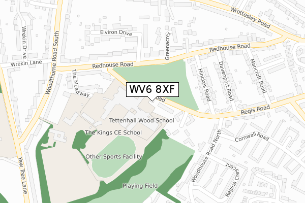 WV6 8XF map - large scale - OS Open Zoomstack (Ordnance Survey)