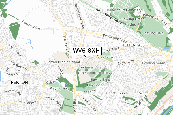 WV6 8XH map - small scale - OS Open Zoomstack (Ordnance Survey)