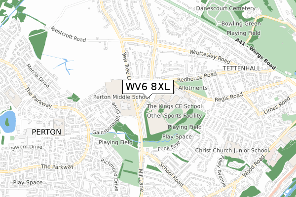 WV6 8XL map - small scale - OS Open Zoomstack (Ordnance Survey)