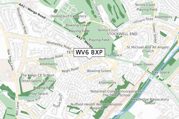 WV6 8XP map - small scale - OS Open Zoomstack (Ordnance Survey)