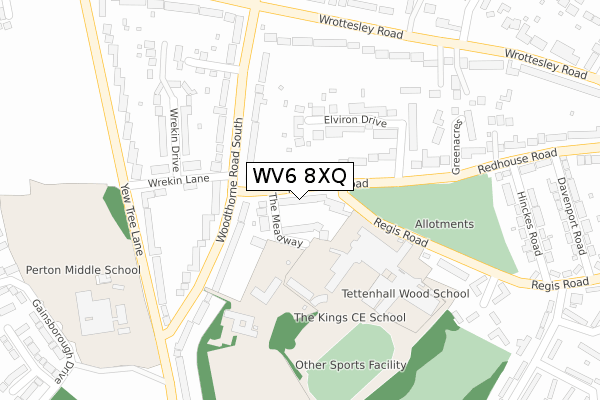 WV6 8XQ map - large scale - OS Open Zoomstack (Ordnance Survey)