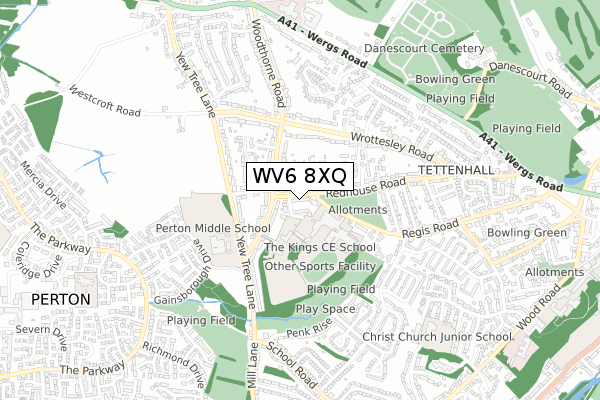WV6 8XQ map - small scale - OS Open Zoomstack (Ordnance Survey)