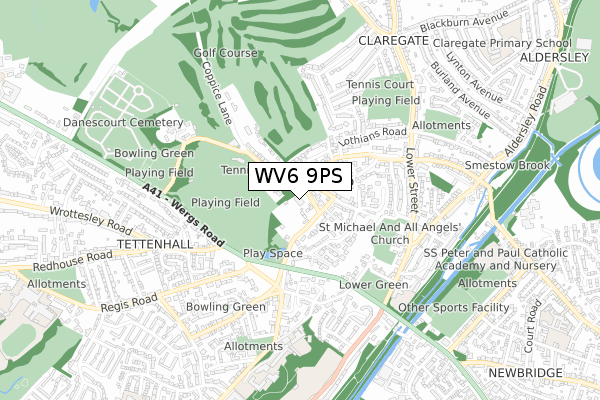 WV6 9PS map - small scale - OS Open Zoomstack (Ordnance Survey)