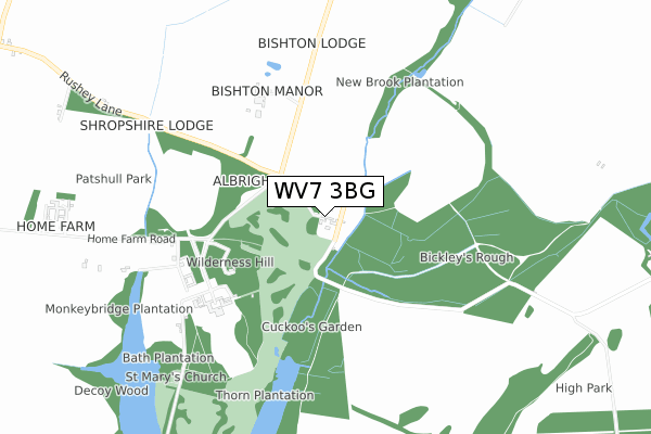 WV7 3BG map - small scale - OS Open Zoomstack (Ordnance Survey)