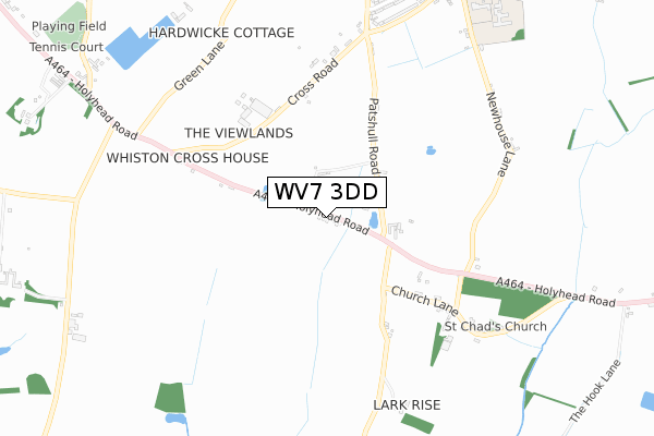 WV7 3DD map - small scale - OS Open Zoomstack (Ordnance Survey)