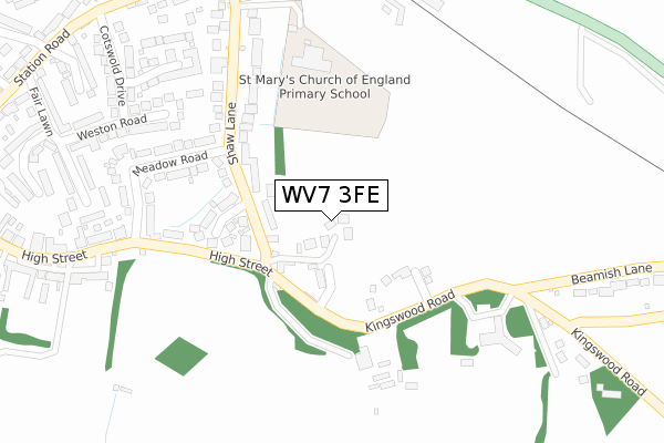 WV7 3FE map - large scale - OS Open Zoomstack (Ordnance Survey)
