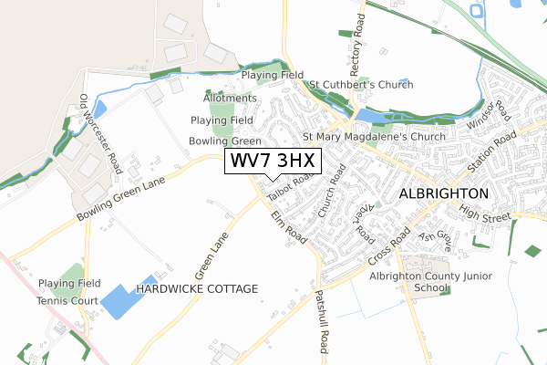 WV7 3HX map - small scale - OS Open Zoomstack (Ordnance Survey)