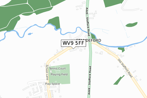 WV9 5FF map - large scale - OS Open Zoomstack (Ordnance Survey)