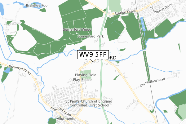 WV9 5FF map - small scale - OS Open Zoomstack (Ordnance Survey)