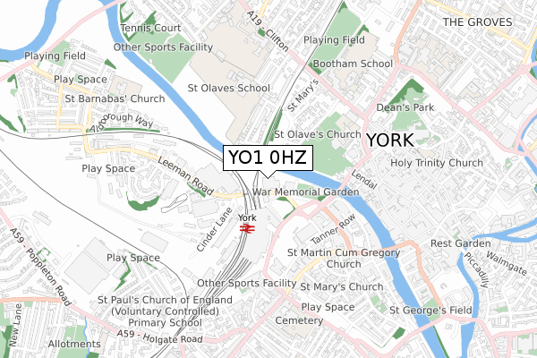 YO1 0HZ map - small scale - OS Open Zoomstack (Ordnance Survey) YO1 0HZ map - small scale - OS Open Zoomstack (Ordnance Survey)