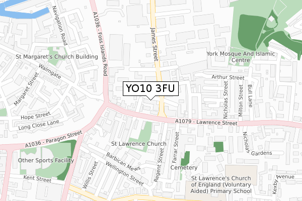 YO10 3FU map - large scale - OS Open Zoomstack (Ordnance Survey)